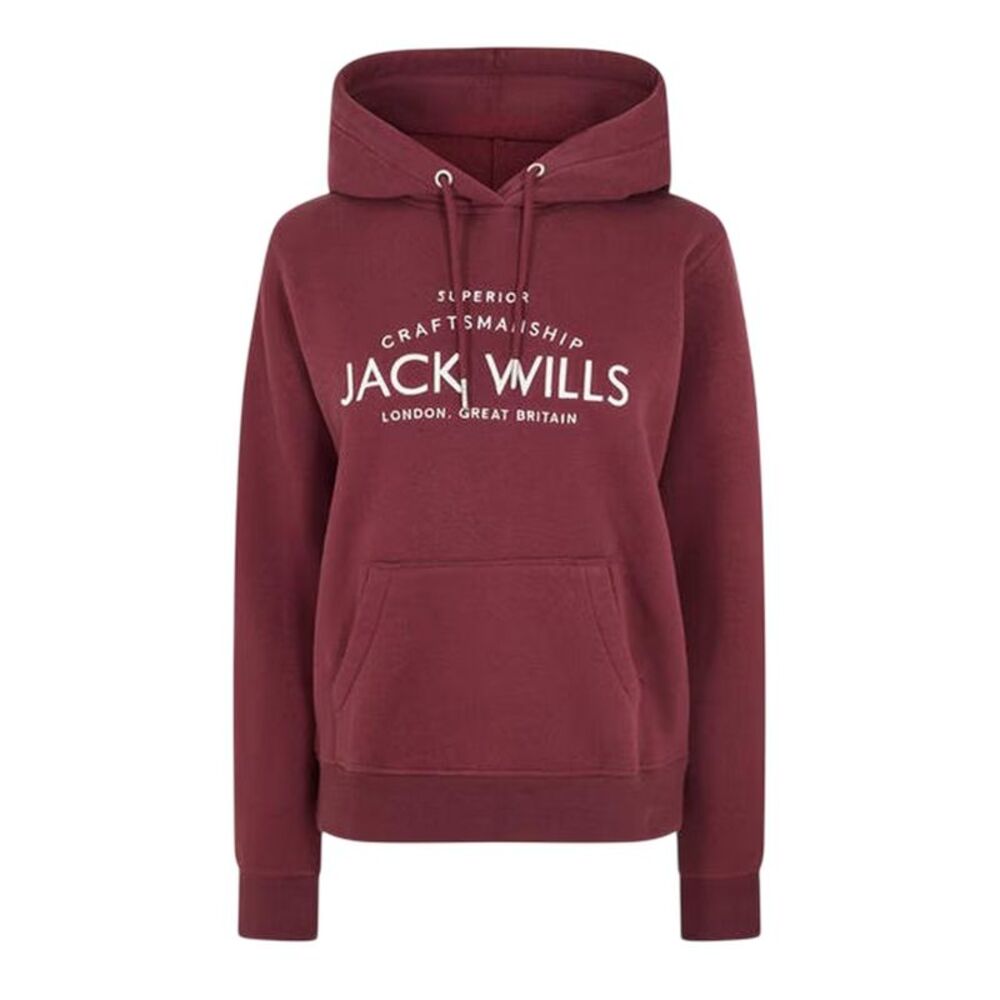 Jack Wills Womens/Ladies Graphic Logo Hoodie / Burgundy